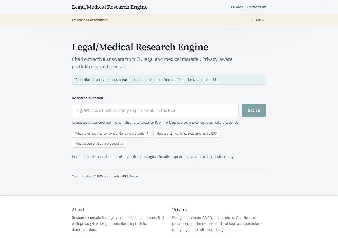 Legal/Medical Research Engine